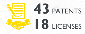 43 patentes, 18 licenses