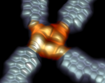 Gailu molekular berriaren tunel-efektuko mikroskopiaren irudia eta grafeno-tiren konexioak. / nanoGUNE