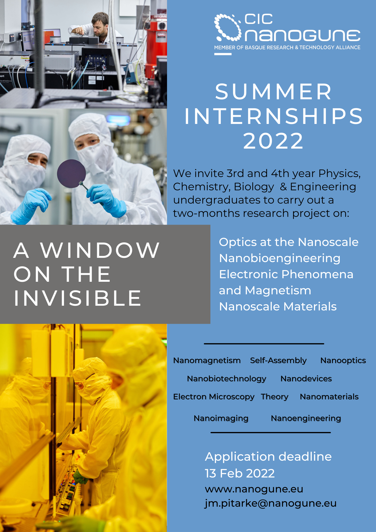 Summer Internships 2022 CIC nanoGUNE